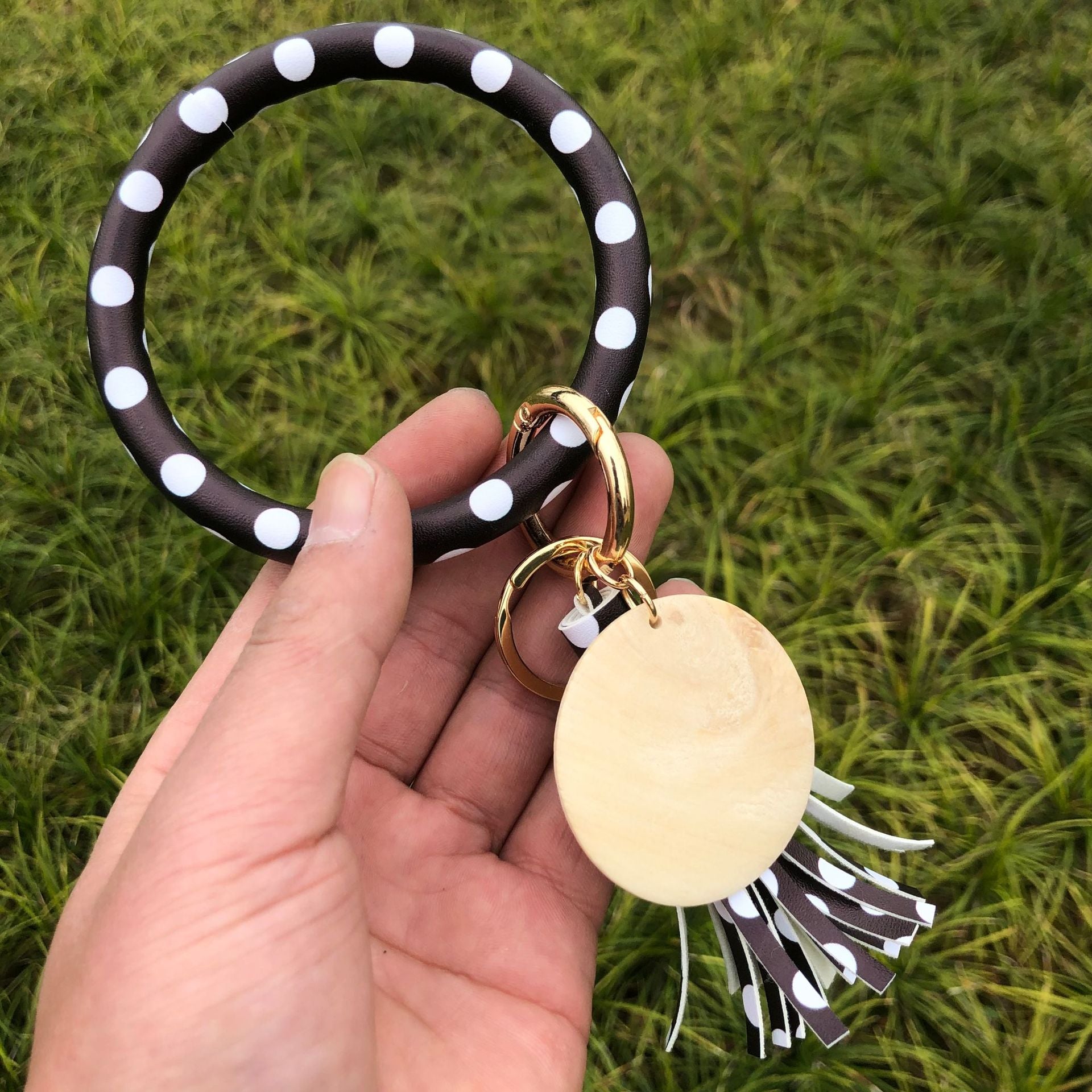 Wholesale Leopard Houndstooth Zebra Tassel Leather Wrist Keychain